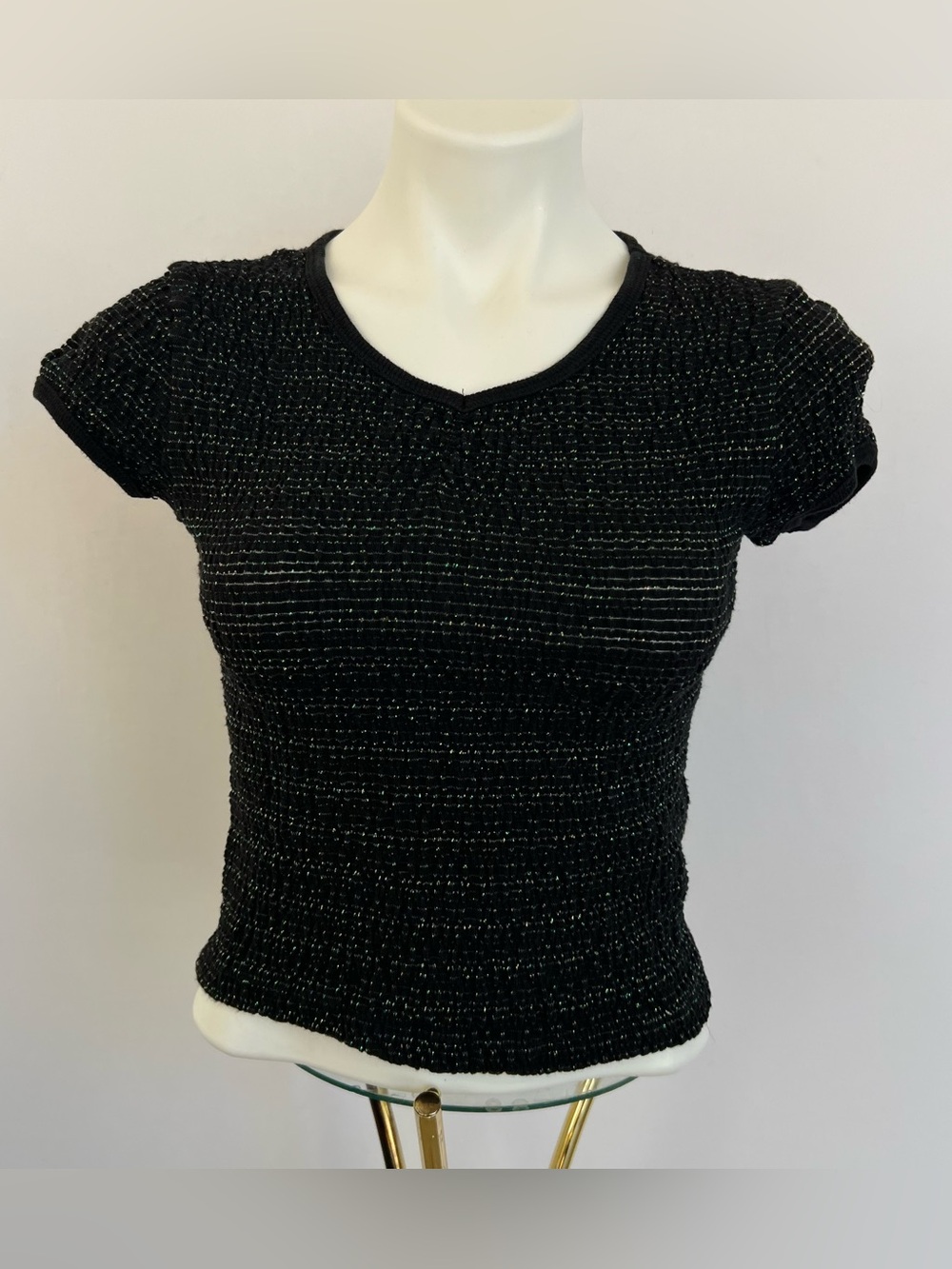 Vintage Y2K FANG Black Shimmer Baby Tee Sz Med Fairy Whimsy Goth Grunge Party